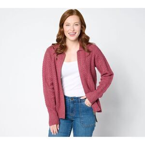 Make It Real Women's Top Sweater Sz M Zip-Up Pink A660285